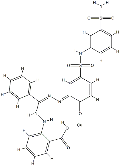 [o-[5-[2-hydroxy-5-[(m-sulphamoylphenyl)sulphamoyl]phenyl]-3-phenyl-1-formazano]benzoato(2-)]copper结构式
