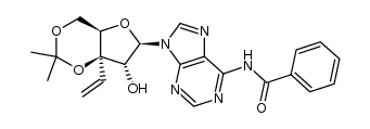 6-N-benzoyl-9-(3,5-O-isopropylidene-3-C-vinyl-β-D-xylofuranosyl)adenine Structure