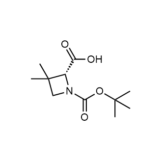 (R)-1-(叔丁氧基羰基)-3,3-二甲基氮杂环丁烷-2-羧酸结构式