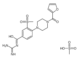 N-(diaminomethylidene)-4-[4-(furan-2-carbonyl)piperazin-1-yl]-3-methylsulfonylbenzamide,methanesulfonic acid结构式