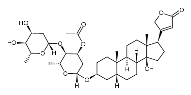 digitoxigen O-[2',6'-dideoxy-β-D-ribo-hexopyranosyl]-(1->4)-(3-O-acetyl-2,6-dideoxy-β-D-ribo-hexopyranoside)结构式
