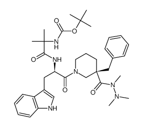 (R,R)-{1-[2-[3-benzyl-3-(N,N',N'-trimethyl-hydrazinocarbonyl)piperidin-1-yl]-1-(1H-indol-3-ylmethyl)-2-oxo-ethylcarbamoyl]-1-methylethyl}carbamic acid tert-butyl ester Structure