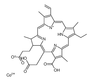 3-[20-(carboxylatomethyl)-18-(dioxidomethylidene)-8-ethenyl-13-ethyl-3,7,12,17-tetramethyl-2,3-dihydroporphyrin-23-id-2-yl]propanoate,cobalt(2+),hydron结构式