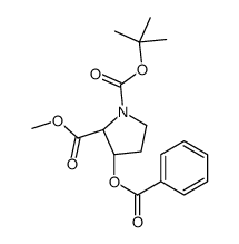 (2S,3R)-N-叔丁氧羰基-3-苯甲酰氧基-2-吡咯烷甲酸甲酯结构式