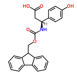 Fmoc-(S)-3-氨基-3-(4-羟苯基)丙酸结构式
