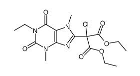 chloro-(1-ethyl-3,7-dimethyl-2,6-dioxo-2,3,6,7-tetrahydro-1H-purin-8-yl)-malonic acid diethyl ester Structure