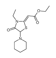 ethyl (Z)-(3-ethyl-4-oxo-5-piperidin-1-ylthiazolidin-2-ylidene)acetate结构式