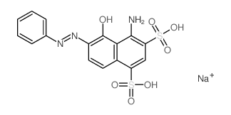 1,3-Naphthalenedisulfonicacid, 4-amino-5-hydroxy-6-(2-phenyldiazenyl)-, sodium salt (1:2)结构式