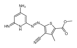 4-Cyano-5-[(4,6-diamino-2-pyridinyl)azo]-3-methyl-2-thiophenecarboxylic acid methyl ester structure