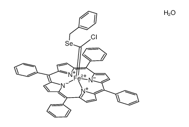 (5,10,15,20-tetraphenylporphinato)iron(II)-(C(Cl)SeCH2C6H5)*H2O Structure