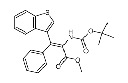 (Z)-3-Benzo[b]thiophen-3-yl-2-tert-butoxycarbonylamino-3-phenyl-acrylic acid methyl ester结构式