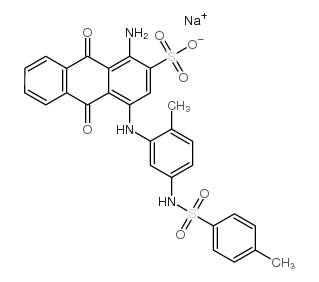 2-Anthracenesulfonic acid, 1-amino-9,10-dihydro-4-[[ 2-methyl-5-[[(4-methylphenyl)sulfonyl]amino]phenyl ]amino]-9,10-dioxo-, monosodium salt structure