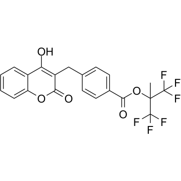 1,1,1,3,3,3-六氟-2-甲基丙烷-2-基 4-[(4-羟基-2-氧代-2H-苯并吡喃-3-yl)甲基]苯甲酸酯结构式