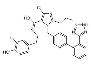 5-chloro-N-[2-(4-hydroxy-3-iodophenyl)ethyl]-2-propyl-3-[[4-[2-(2H-tetrazol-5-yl)phenyl]phenyl]methyl]imidazole-4-carboxamide Structure