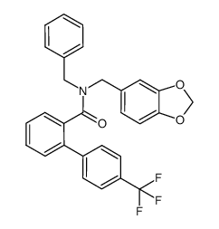 4'-trifluoromethyl-biphenyl-2-carboxylic acid benzo[1,3]dioxol-5-ylmethyl-benzyl-amide结构式