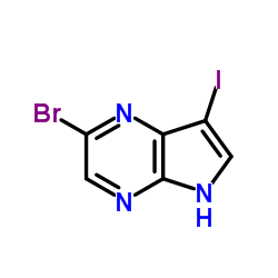 2-溴-7-碘-5H-吡咯并[2,3-B]吡嗪结构式
