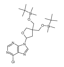 (+/-)-6-chloro-9-[4,4-bis-(t-butyldimethylsilyloxymethyl)tetrahydrofuran-2-yl]-purine结构式