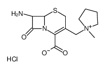 1-[[((6R,7R)-7-氨基-2-羧基-8-氧代-5-硫杂-1-氮杂双环[4.2.0] 辛-2-烯-3-基]甲基]-1-甲基吡咯烷鎓氯化物结构式