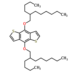4,8-双[(2-丁基正辛基)氧]苯并[1,2-b:4,5-b']二噻吩结构式