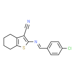 2-([(E)-(4-CHLOROPHENYL)METHYLIDENE]AMINO)-4,5,6,7-TETRAHYDRO-1-BENZOTHIOPHENE-3-CARBONITRILE Structure