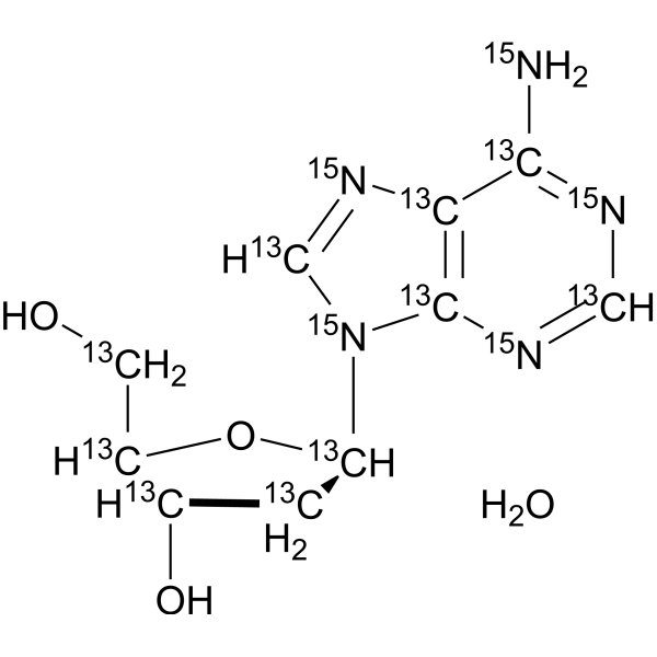 2'-Deoxyadenosine monohydrate-13C10,15N5 hydrate Structure