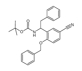 N-[1-(2-benzyloxy-5-cyano-phenyl)phenyl-ethyl]-carbamic acid tert-butyl ester结构式