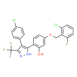 5-[(2-Chloro-6-fluorobenzyl)oxy]-2-[4-(4-chlorophenyl)-3-(trifluoromethyl)-1H-pyrazol-5-yl]phenol Structure
