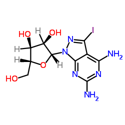 3-Iodo-1-(β-D-ribofuranosyl)-1H-pyrazolo[3,4-d]pyrimidine-4,6-diamine结构式