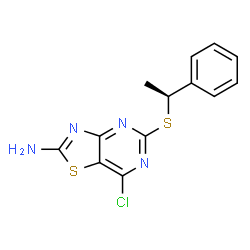 (S)-7-氯-5-((1-苯基乙基)硫基)噻唑并[4,5-D]嘧啶-2-胺结构式