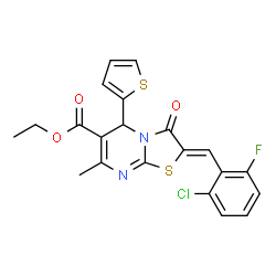 ethyl 2-(2-chloro-6-fluorobenzylidene)-7-methyl-3-oxo-5-(2-thienyl)-2,3-dihydro-5H-[1,3]thiazolo[3,2-a]pyrimidine-6-carboxylate结构式