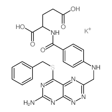 2-[[4-[(3-amino-5-benzylsulfanyl-2,4,7,9,10-pentazabicyclo[4.4.0]deca-2,4,7,9,11-pentaen-8-yl)methylamino]benzoyl]amino]pentanedioic acid结构式