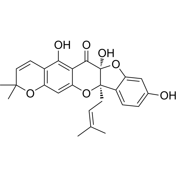 (6aS,11bR)-6a,11b-Dihydro-5,6a,9-trihydroxy-2,2-dimethyl-11b-(3-methyl-2-butenyl)-2H,6H-benzofuro[3,2-b]pyrano[3,2-g][1]benzopyran-6-one picture