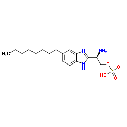 (R)-磷酸单-[2-氨基-2-(6-辛基-1H-苯并咪唑-2-基)-乙基]酯结构式