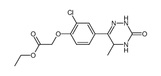 ethyl α-[2-chloro-4-(2,3,4,5-tetrahydro-5-methyl-3-oxo-1,2,4-triazin-6-yl) phenoxy] acetate Structure