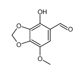 4-hydroxy-7-methoxy-1,3-benzodioxole-5-carbaldehyde结构式