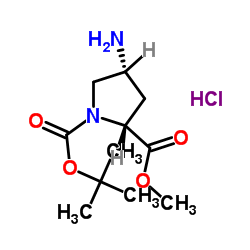 (2R,4R)-1-叔丁氧羰基-4-氨基吡咯烷2-甲酸甲酯盐酸盐结构式