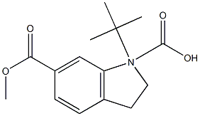 1-叔丁基 6-甲基 二氢吲哚-1,6-二羧酸酯结构式