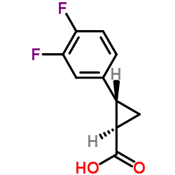 (1R,2R)-2-(3,4-difluorophenyl)cyclopropane-1-carboxylic acid structure