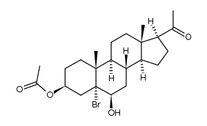 5-Bromo-6β-hydroxy-20-oxo-5α-pregnan-3β-yl acetate结构式