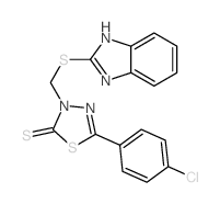 3-(1H-benzoimidazol-2-ylsulfanylmethyl)-5-(4-chlorophenyl)-1,3,4-thiadiazole-2-thione结构式