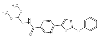 N-(2,2-二甲氧基乙基)-6-(5-(苯基硫代)噻吩-2-基)烟酰胺结构式
