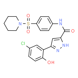 5-(5-chloro-2-hydroxyphenyl)-N-[4-(piperidin-1-ylsulfonyl)phenyl]-1H-pyrazole-3-carboxamide Structure