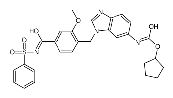 cyclopentyl N-[3-[[4-(benzenesulfonylcarbamoyl)-2-methoxy-phenyl]methy l]benzoimidazol-5-yl]carbamate结构式