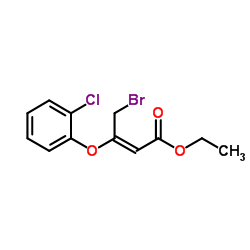 (E)-4-bromo-3-(2-chloro-phenoxy)-but-2-enoic acid ethyl ester结构式
