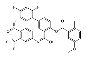 2,4-二氟-3-(4-硝基-3-(三氟甲基)苯基氨基甲酰)联苯-4-基 5-甲氧基-2-甲基苯甲酸结构式