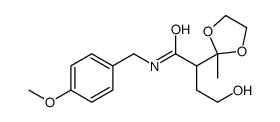4-hydroxy-N-[(4-methoxyphenyl)methyl]-2-(2-methyl-1,3-dioxolan-2-yl)butanamide结构式