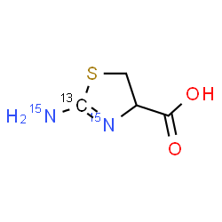 (Rac)-2-Aminothiazoline-4-carboxylic acid-13C,15N2 Structure