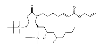 (E)-allyl 7-((1R,2R,3R)-3-((tert-butyldimethylsilyl)oxy)-2-((3S,5S,E)-3-((tert-butyldimethylsilyl)oxy)-5-methylnon-1-en-1-yl)-5-oxocyclopentyl)hept-2-enoate Structure