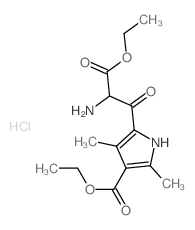 1H-Pyrrole-2-propanoicacid, a-amino-4-(ethoxycarbonyl)-3,5-dimethyl-b-oxo-, ethyl ester, hydrochloride(1:1)结构式