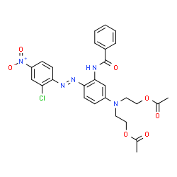 ({3-(benzoylamino)-4-[(E)-(2-chloro-4-nitrophenyl)diazenyl]phenyl}imino)diethane-2,1-diyl diacetate结构式